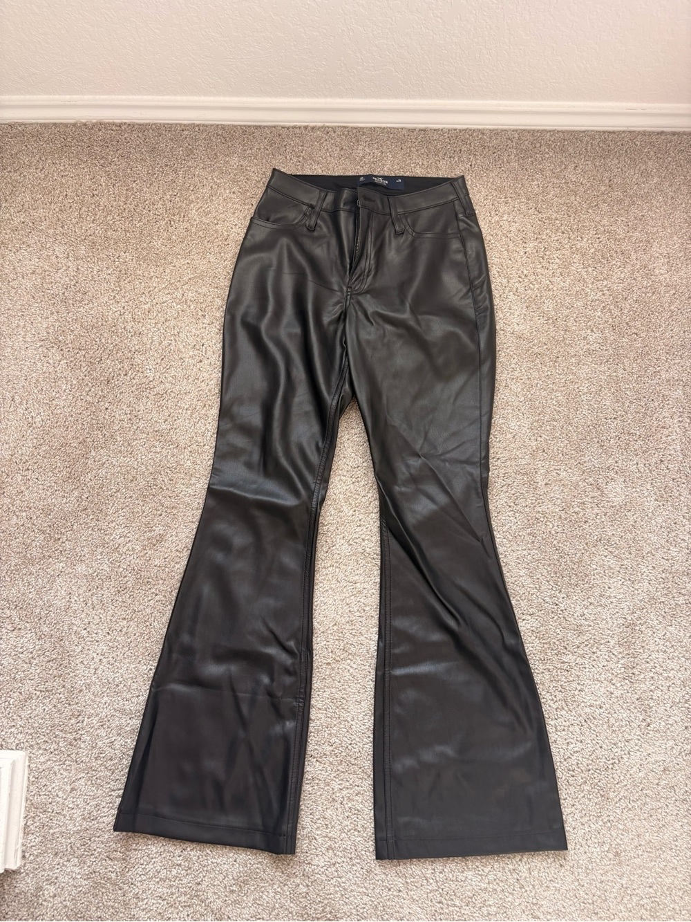 Hollister Black Faux Leather Flare Pants